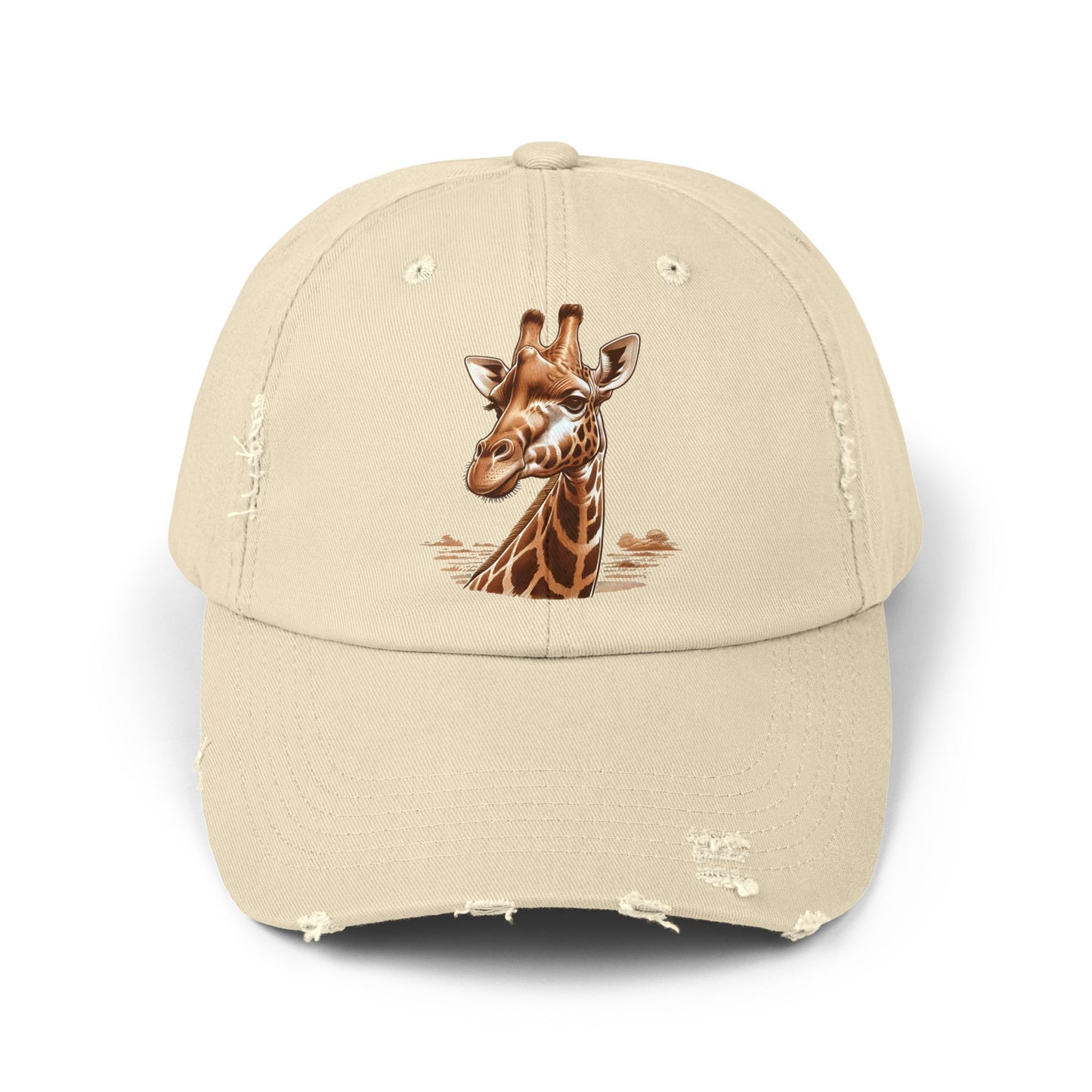 Adorable Giraffe Design Unisex Distressed Cap - Perfect for Nature Lovers, Casual Wear, Gifts, Animal Enthusiasts, Summer Vibes