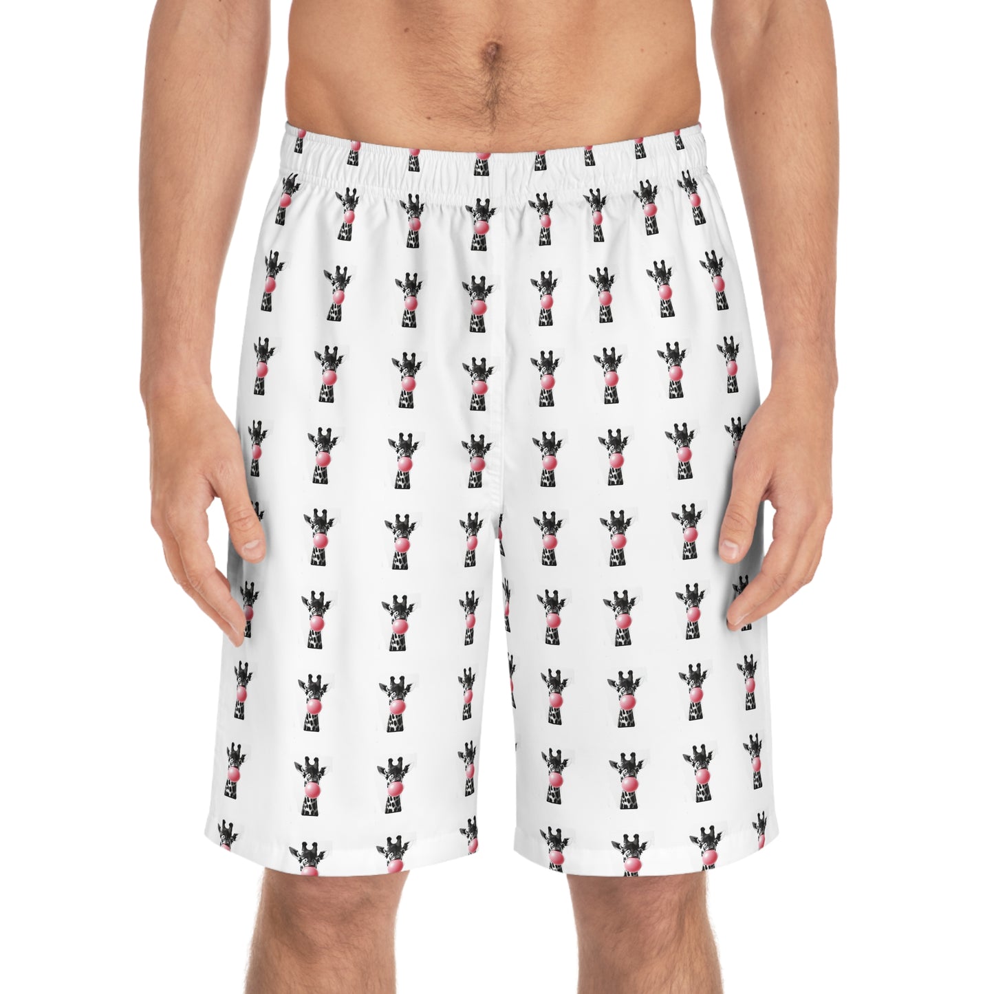 Giraffe Print Board Shorts, Fun Summer Swimwear, Beachwear for Vacations, Unique Gift for Animal Lovers, Perfect for Pool Parties, Comfortable Clothing