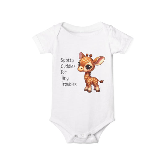 Giraffe Infant Onesie - Cute Giraffe 'Spotty Cuddles for Tiny Troubles' - Adorable Baby Outfit Giraffe Baby Gift Baby Clothing