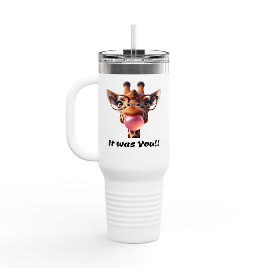 Quirky Giraffe Insulated Travel Mug - Funny 40oz Cup for Road Trips & Office, Gift for Animal Lovers