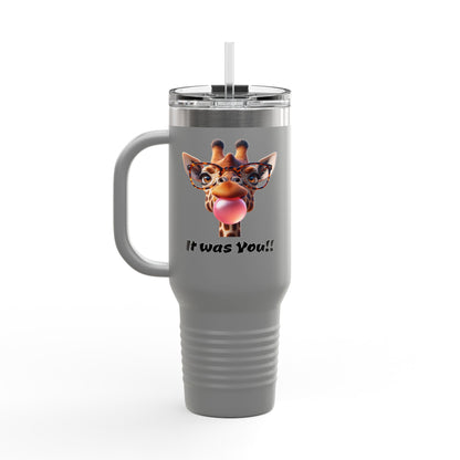 Quirky Giraffe Insulated Travel Mug - Funny 40oz Cup for Road Trips & Office, Gift for Animal Lovers