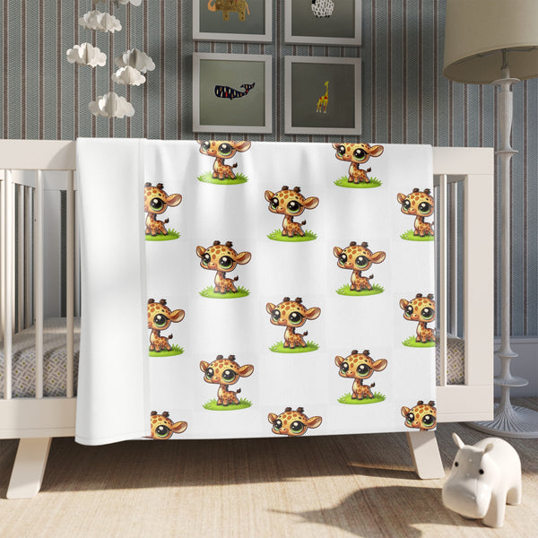 Soft giraffe throw blanket draped on a couch