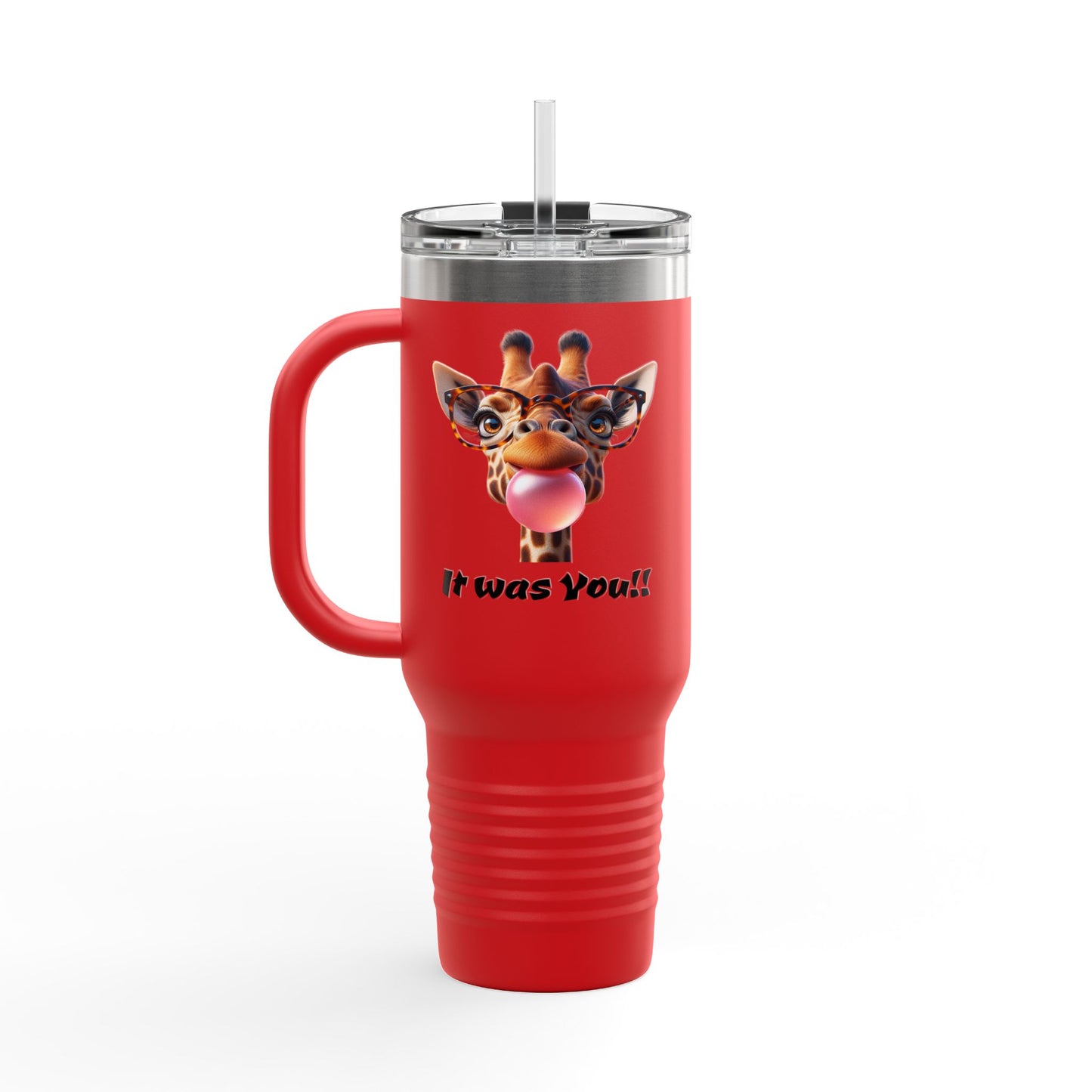 Quirky Giraffe Insulated Travel Mug - Funny 40oz Cup for Road Trips & Office, Gift for Animal Lovers